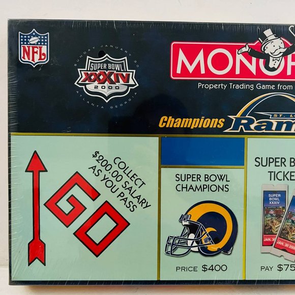 Vintage Monopoly St Louis Rams Champions Edition Super Bowl 2000 New Sealed - Picture 3 of 7